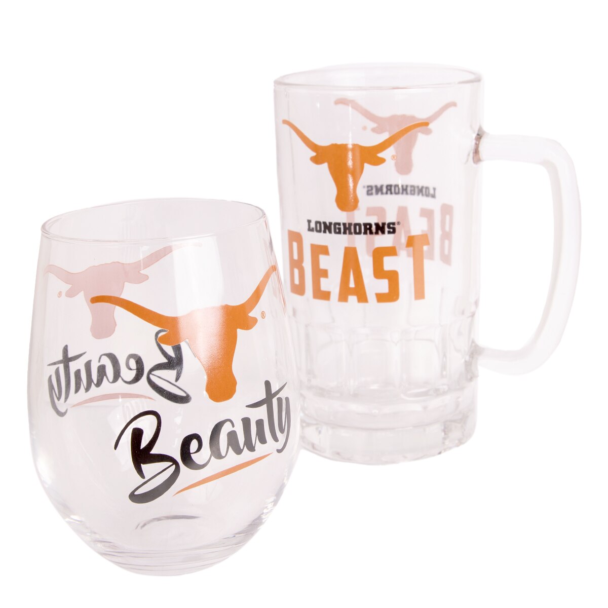 Texas Longhorns Beer Mug and Stemless Wine Set