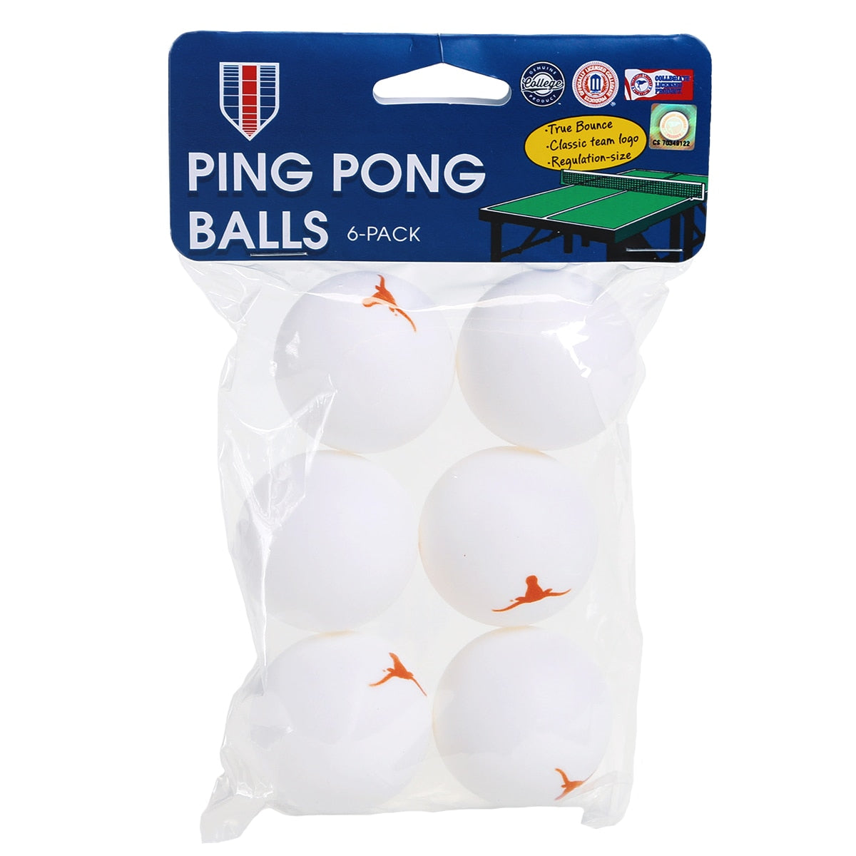 Texas Longhorn Ping Pong Balls 6-pack