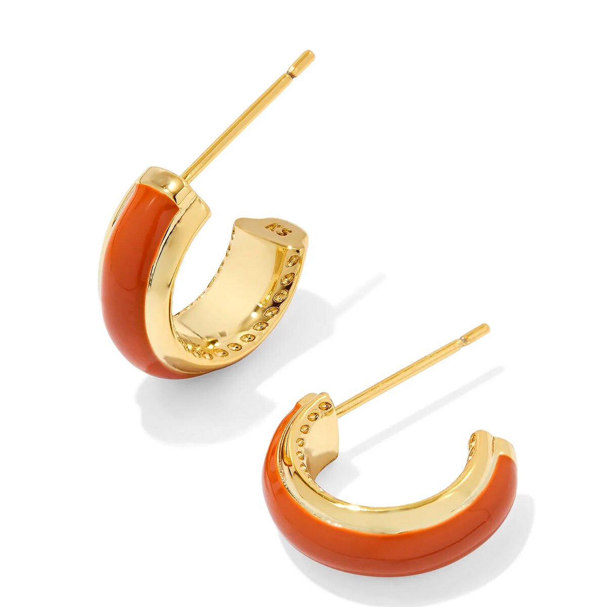 Kendra Scott Ainsley Gold Huggie Earrings in Orange Enamel