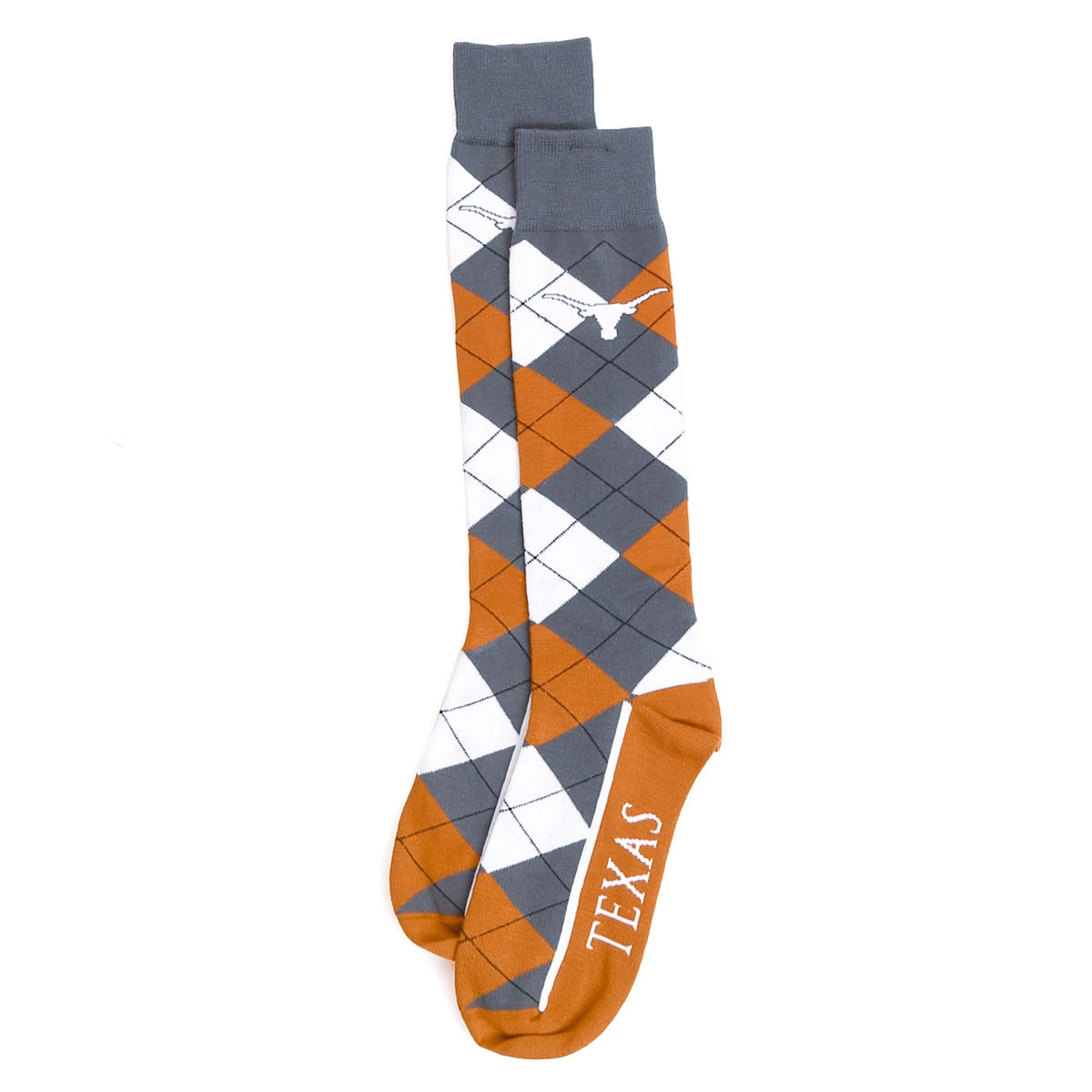Texas Longhorn Gray Argyle Socks