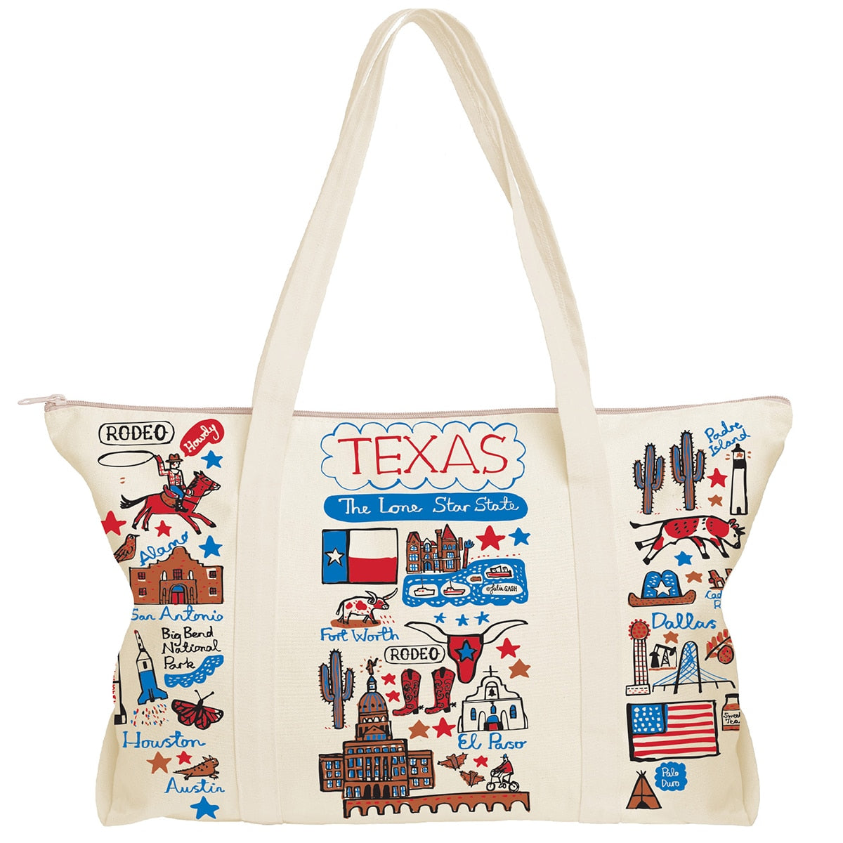 Julia Gash Texas The Lone Star State Canvas Weekend Bag