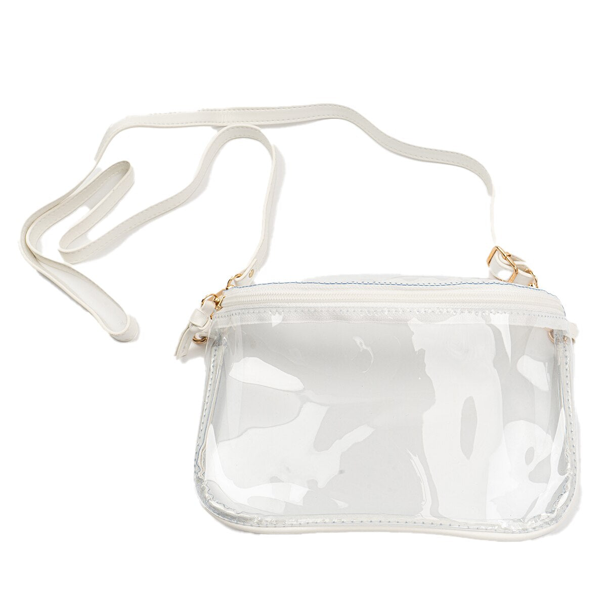 Lexi Solid Trim 1 Strap Clear Bag White