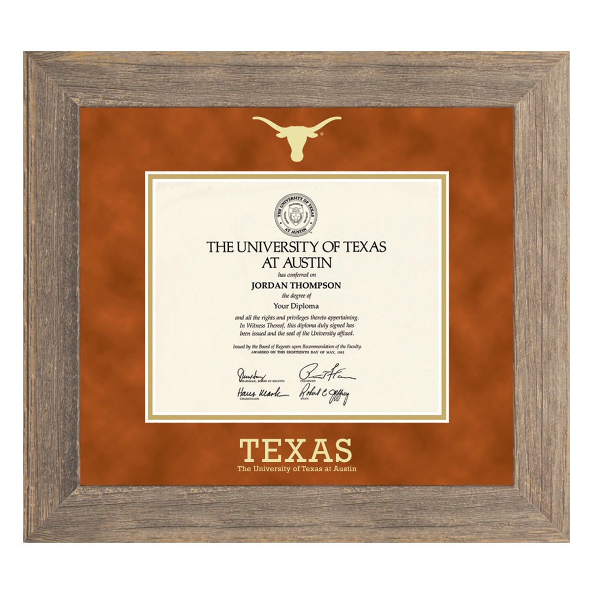University of Texas Austin Barnwood Gray Diploma Frame