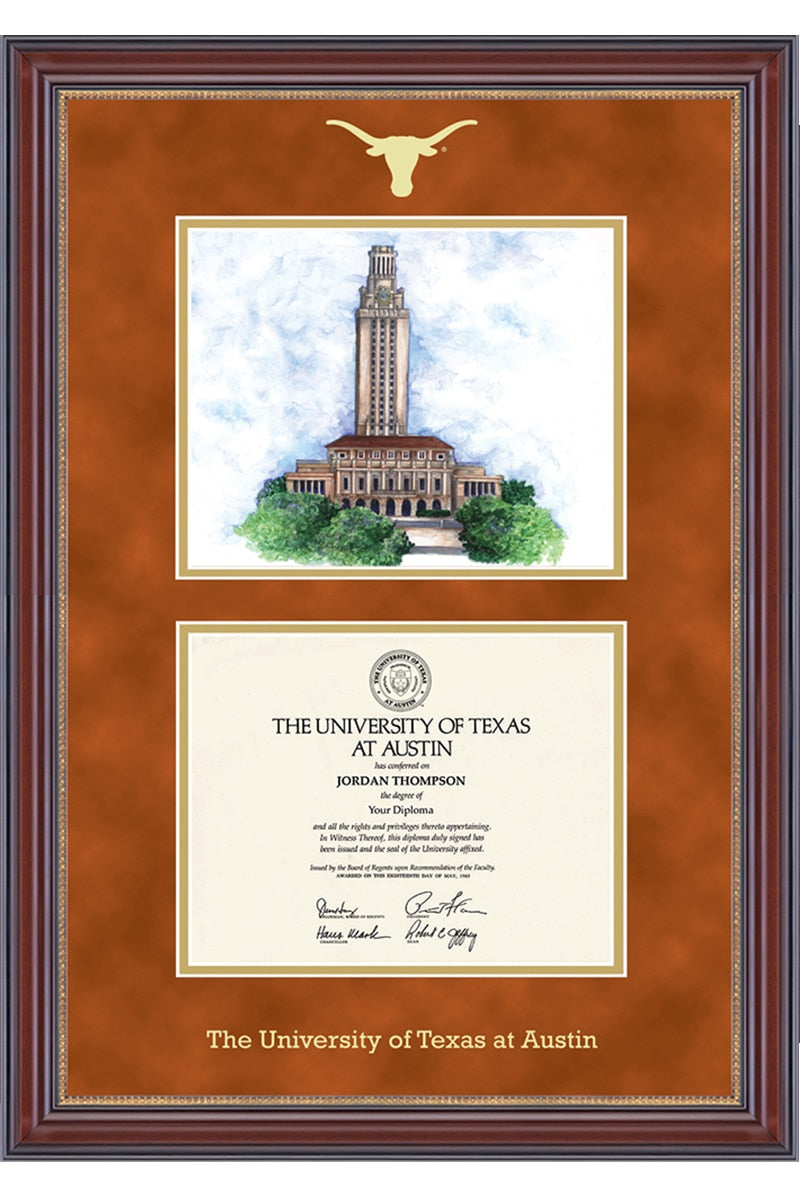University of Texas Kensington Tower Lithograph Diploma Frame