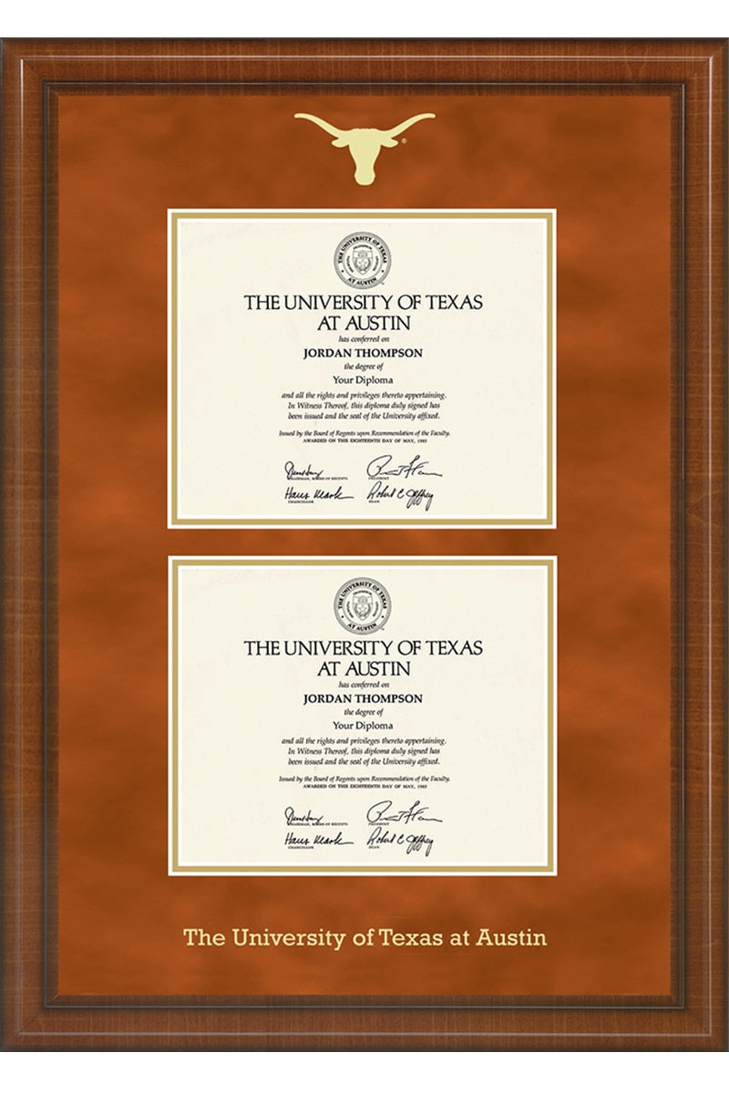 University of Texas Prescott Embossed Double Diploma Frame