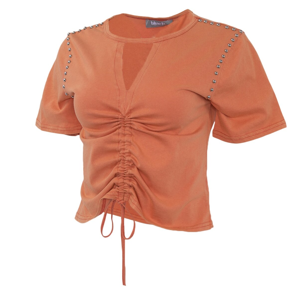 Cinched Studded Crop Tee