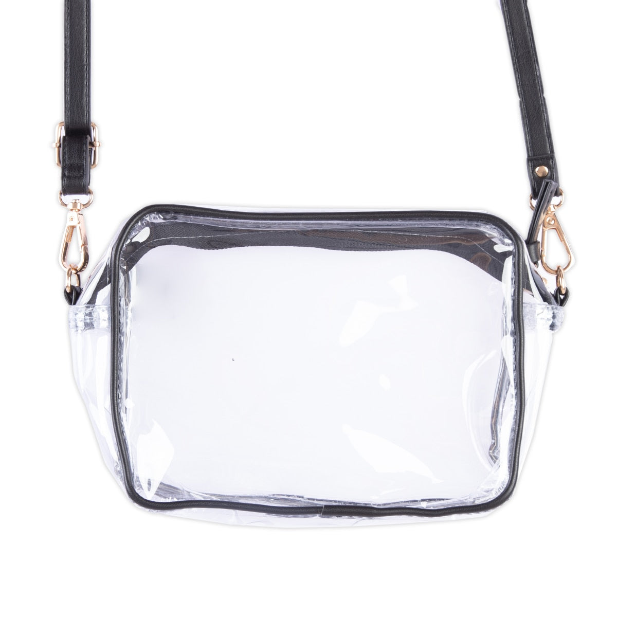 Bridget Solid Black Trim Clear Bag